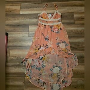 Boho Floral High Low Crochet Maxi Dress | Size Large